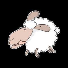 Sheep. Lamb. One of the symbols of farm, country and village. Template for icon, sticker or part of garland. Vector illustration.