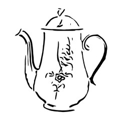 coffee pot on white background silhouette sketch 