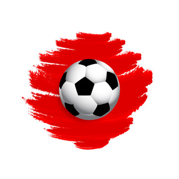 Soccer ball and watercolor flag of japan, vector art illustration.