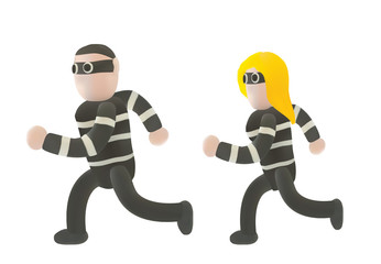 Plasticine Thieve or crime or bandit in running action Art like plasticine