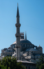 Blue Mosque under restoration in the tourist area of Istanbul, Turkey