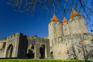 View of the Wall and castle of Carcassonne