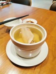 the chinese herb chicken soup delicious food in restaurant