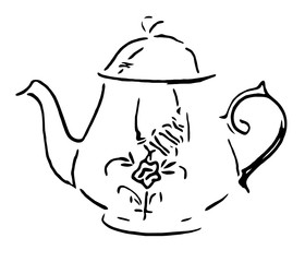 teapot sketch on white background