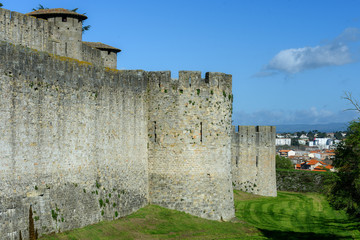 Fototapeta na wymiar View of the Wall and castle of Carcassonne