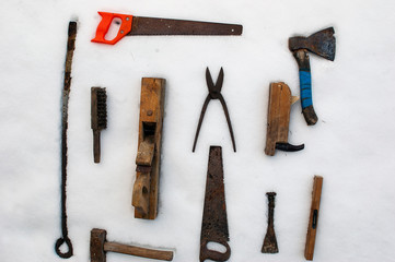 Tools on the snow