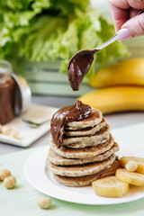Diet Vegetarian Pancakes with Natural Nut Paste