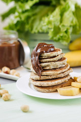 Diet Vegetarian Pancakes with Natural Nut Paste