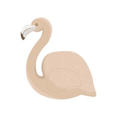 Pink pastel flamingo vector illustration isolated on white background.