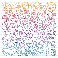 Naklejka premium African pattern with tribal elements and animals
