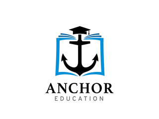 Anchor education logo template design, icon, symbol