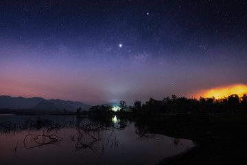 The stars and the milky way in the night sky are very beautiful.