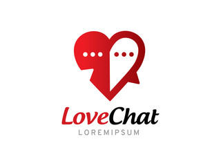 Love chat logo template design, icon, symbol