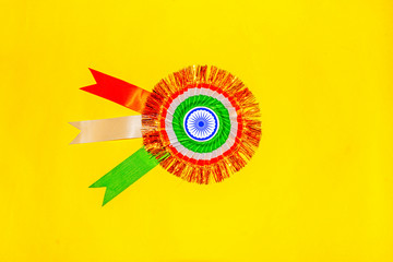 15 August India Independence Day, Indian National Flag tricolor badge.