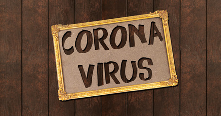 Novel coronavirus disease 2019-nCoV with wooden frame photo