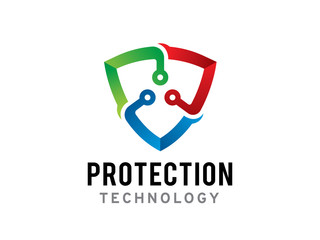 Fototapeta premium Protection technology logo template design, icon, symbol