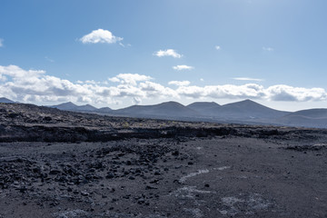 Volcanic landscape of Timanfaya National Park on island Lanzarote