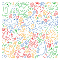 Fototapeta na wymiar Collection of cute hand drawn bird. Doodle style icons