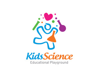 Kids science logo template design, icon, symbol