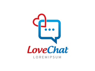 Love chat logo template design, icon, symbol