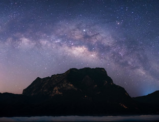 The stars and the milky way in the night sky are very beautiful.