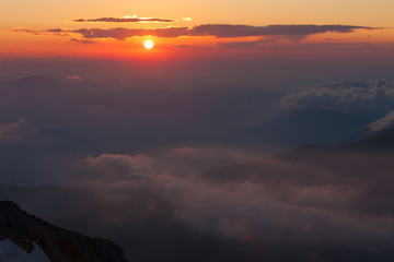 Mountain summer. Sunset. Rocky landscape