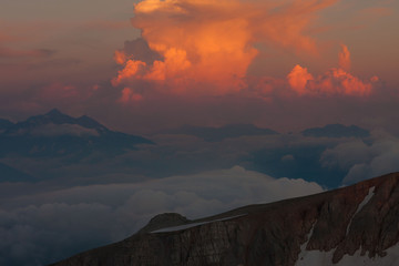 Mountain summer. Sunset. Rocky landscape