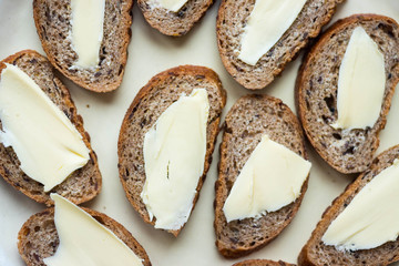 Butter and bread sandwiches. Vegetarian healthy dietary food