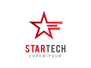Obraz premium Star technology logo template design, icon, symbol
