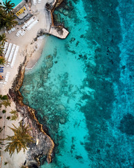 Drone view of the shore in Cozumel take 2