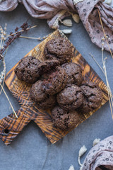 Homemade backed chocolate cookies. Vegan healthy dietary food