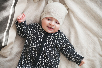 beautiful baby at home on the couch