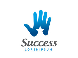 Hand and star logo template design, icon, symbol