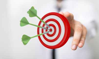 Dart arrow on target dartboard, Business success concept..