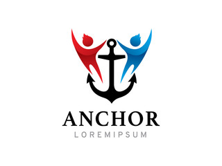 anchor people logo template design, icon, symbol © gunaonedesign