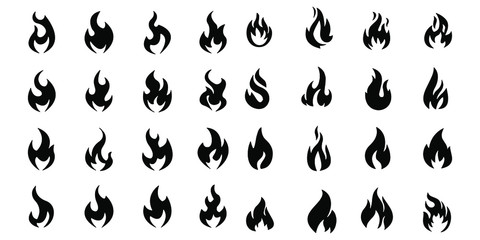 Fototapeta na wymiar Fire flame icon set Vector illustration white background