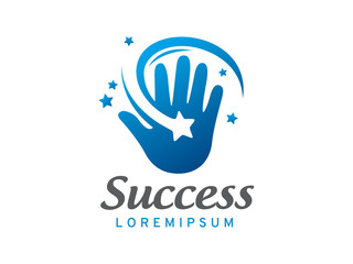 Obraz premium Hand and star logo template design, icon, symbol