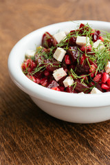 Beet and Barley Salad with Dill Dressing and Soy Cheese