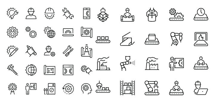 Engineering And Manufacturing Vector Icon Set