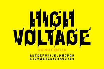 Hight voltage style font design, alphabet letters and numbers