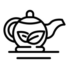 Herbal tea pot icon. Outline herbal tea pot vector icon for web design isolated on white background