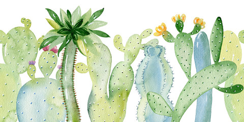 Cotton fabric Watercolor seamless border.