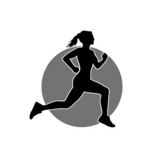 Running woman icon illustration isolated. Healthy running, Silhouette healthy runner