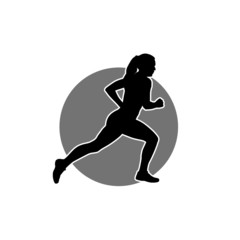 Running woman icon illustration isolated. Healthy running, Silhouette healthy runner