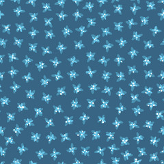 Vector modern floral background with small doodle flowers. Hand drawn ditsy style. Vector seamless pattern. Creative geometric background with floral elements and dot