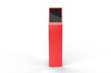 Acrylic Information Show Electronic Display Floor Stand For Branding, 3d render illustration.