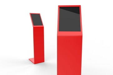 Acrylic Information Show Electronic Display Floor Stand For Branding, 3d render illustration.