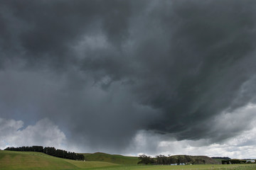 Obraz na płótnie Canvas Awamoko Dark rain clouds New Zealand Highway 83