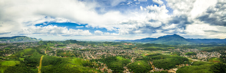 Fototapeta na wymiar Aerial view of Nova Iguaçu mountain city.