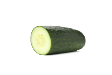 Half of fresh cucumber isolated on white background
